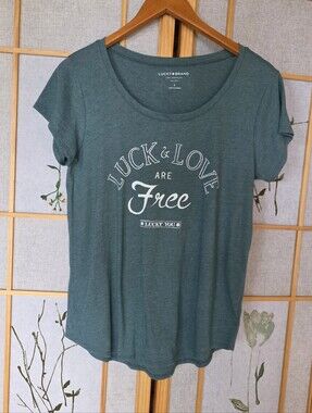 Lucky Brand Teal Green Scoop Neck Graphic Tee